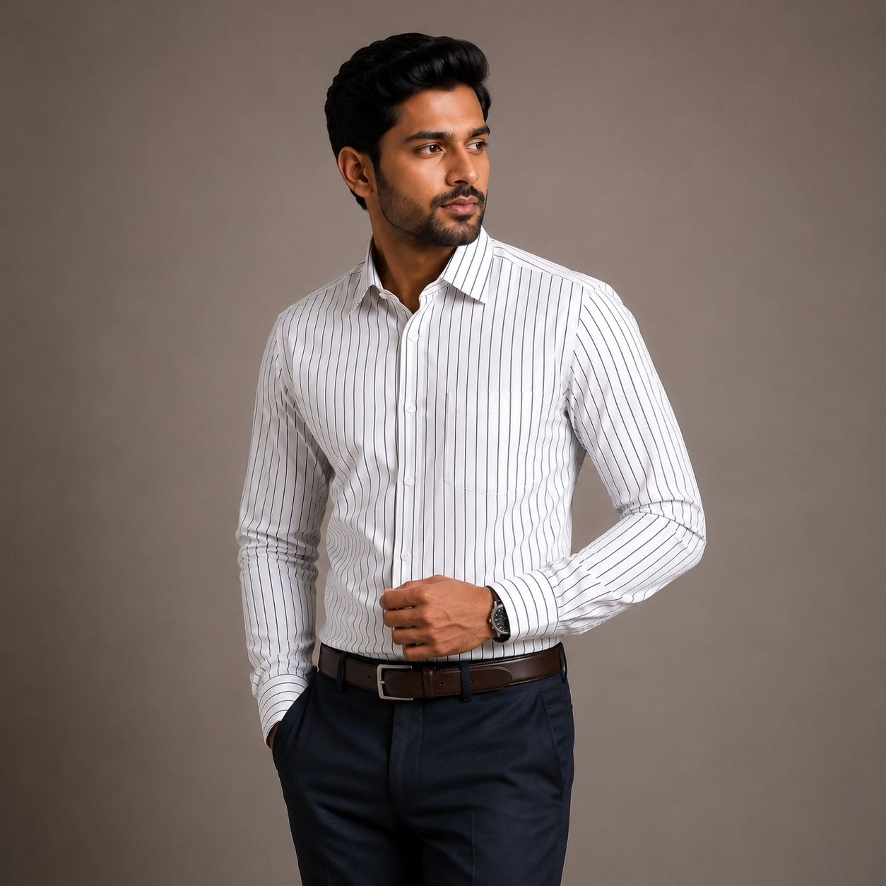Handmade Tailored Striped Formal Shirt