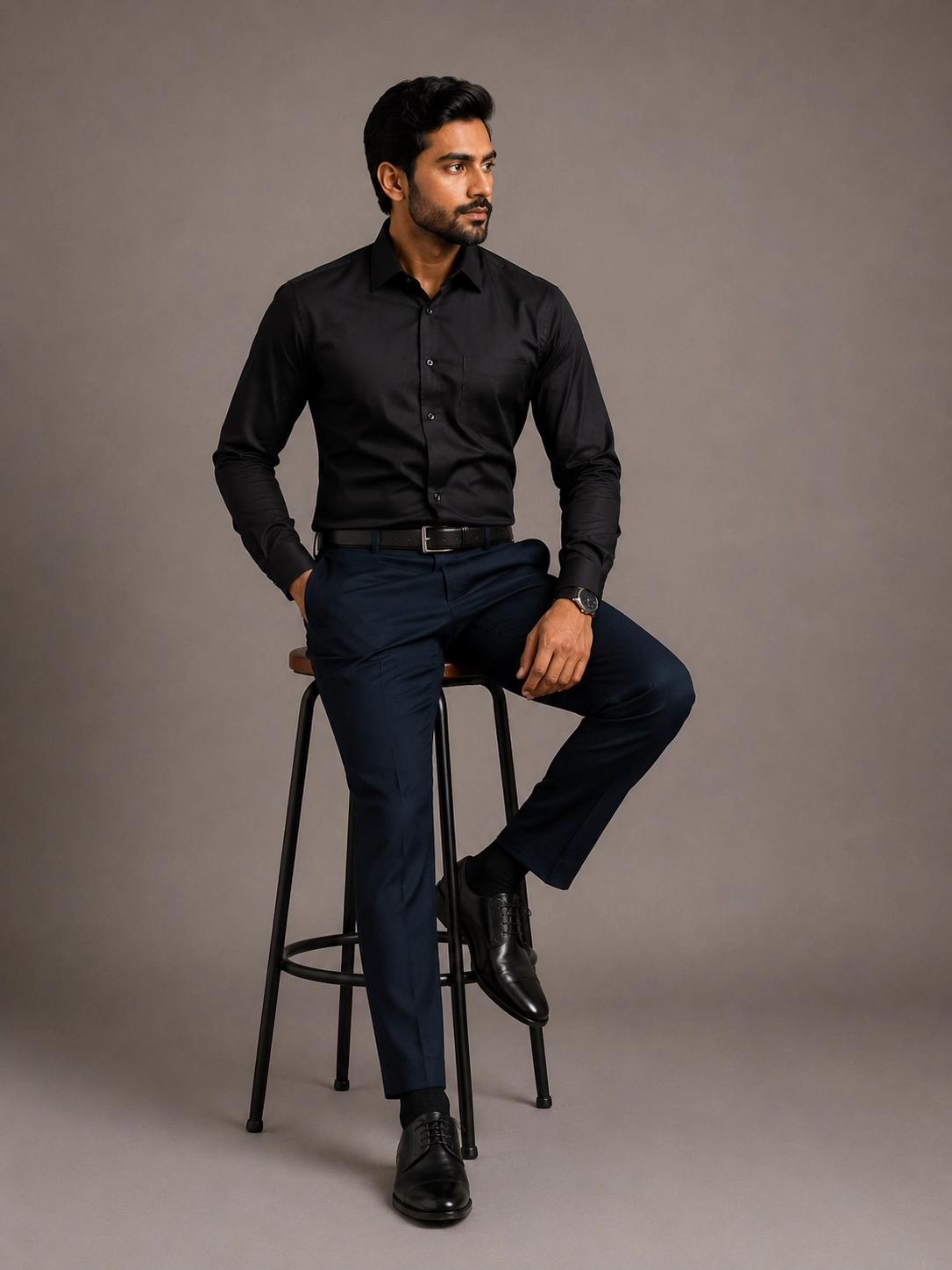 Blaze On Me Premium Black Slim Fit Formal Shirt hover