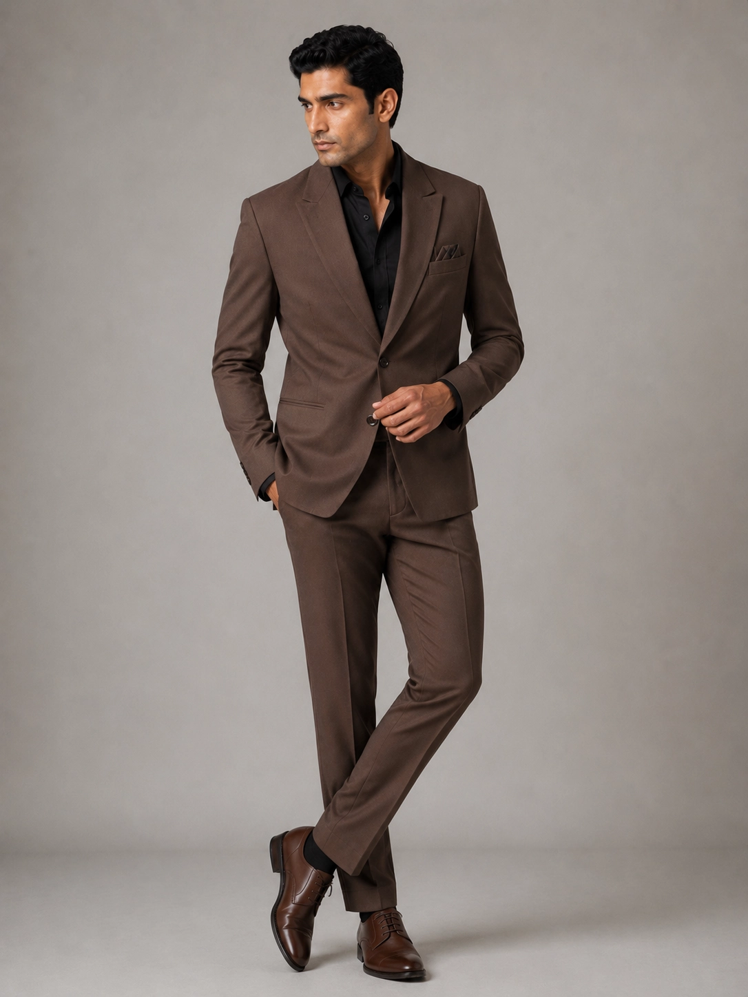 Chocolate Brown Slim-Fit Two-Piece Suit