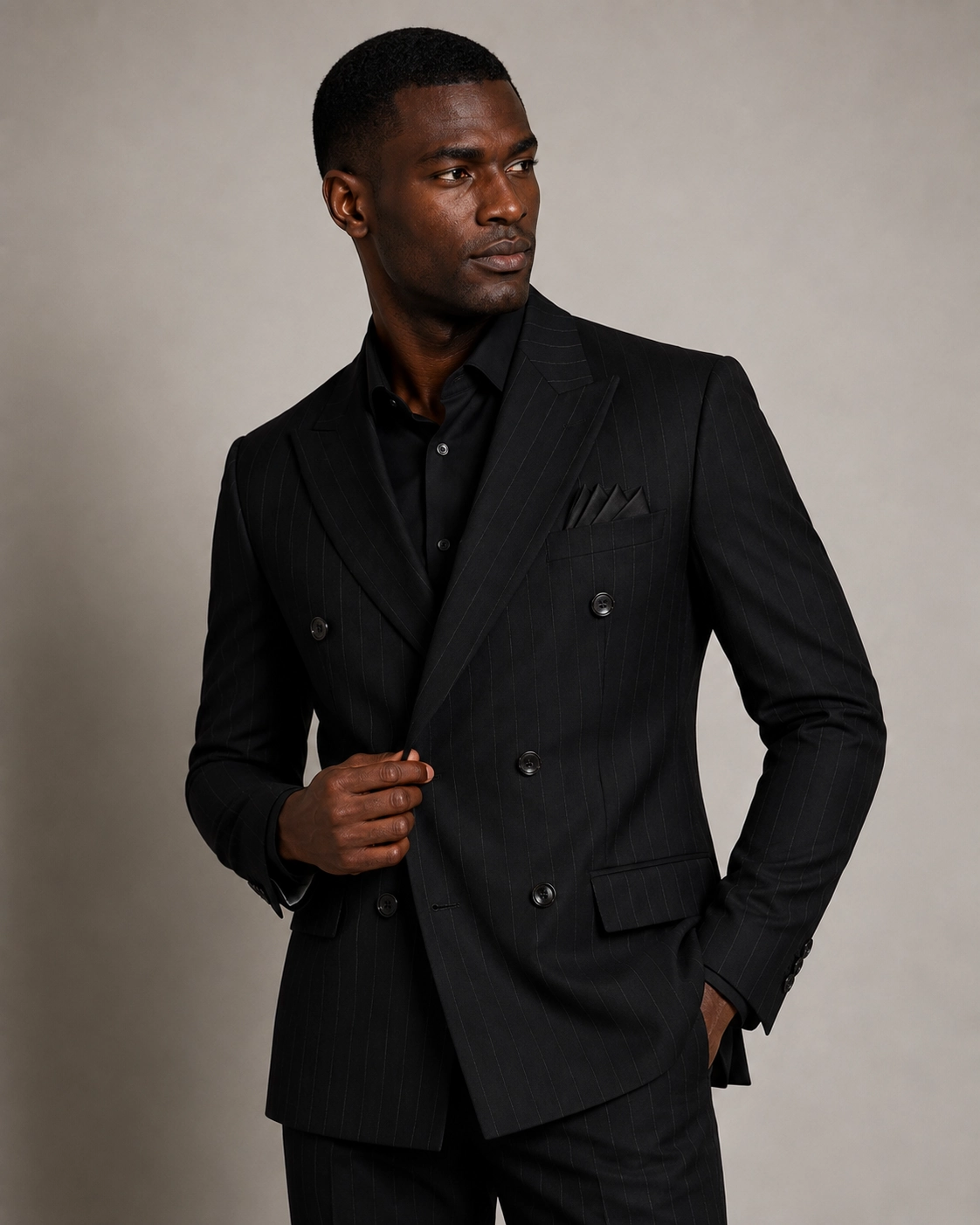 Midnight Pinstripe Double-Breasted Suit