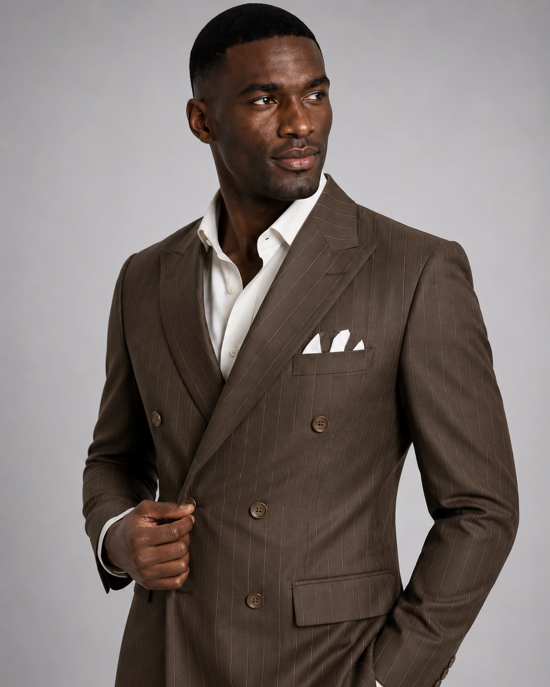 The Signature Brown Pinstripe Suit