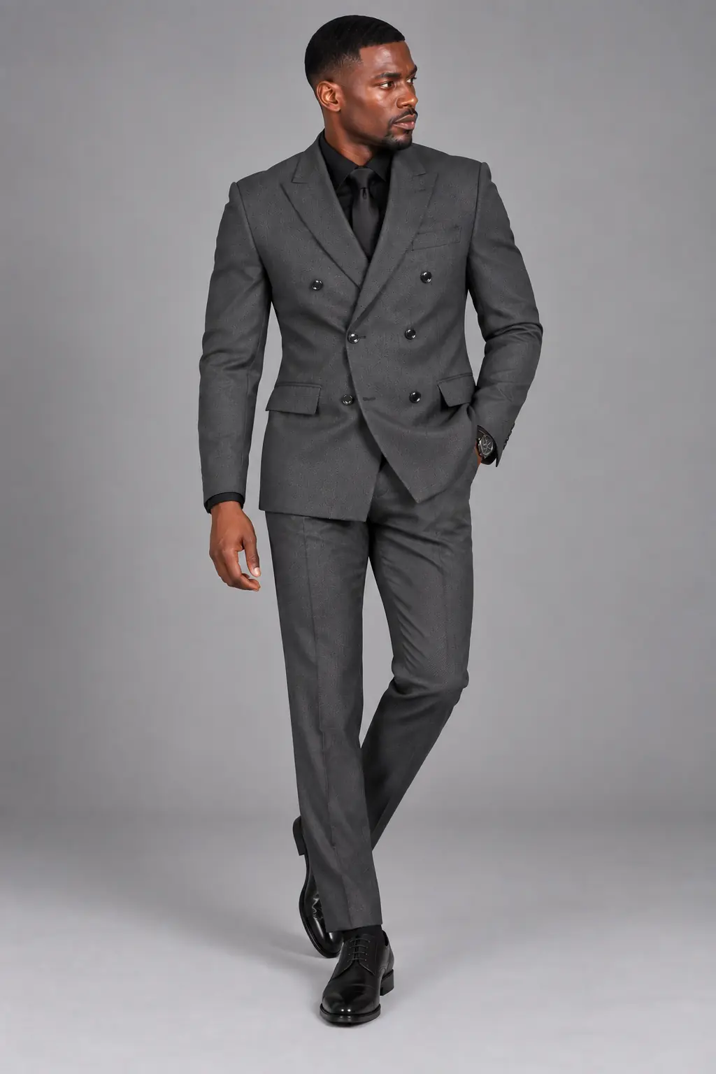 Charcoal Signature Double-Breasted Suit
