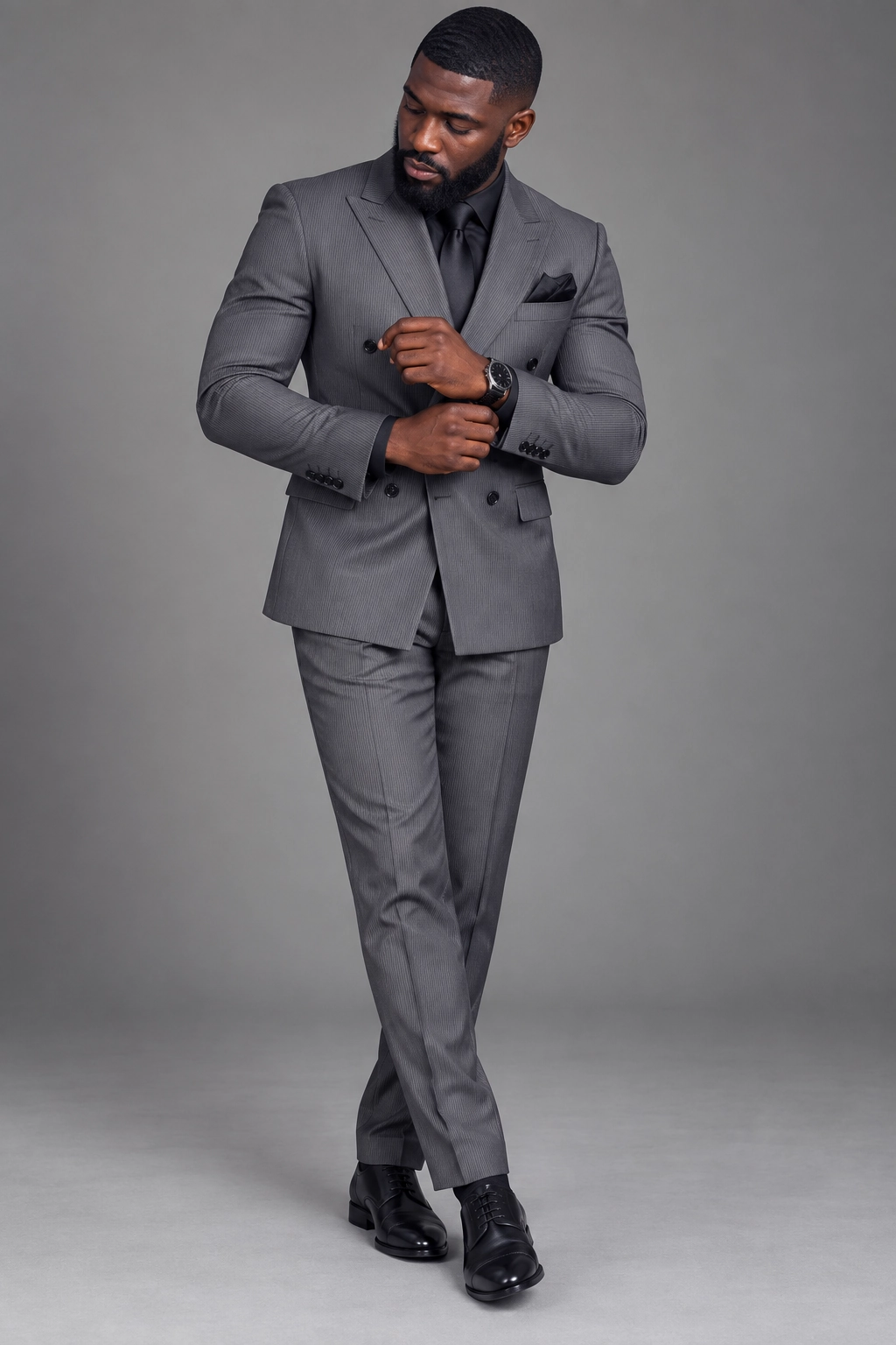 Graphite Pinstripe Double-Breasted Suit