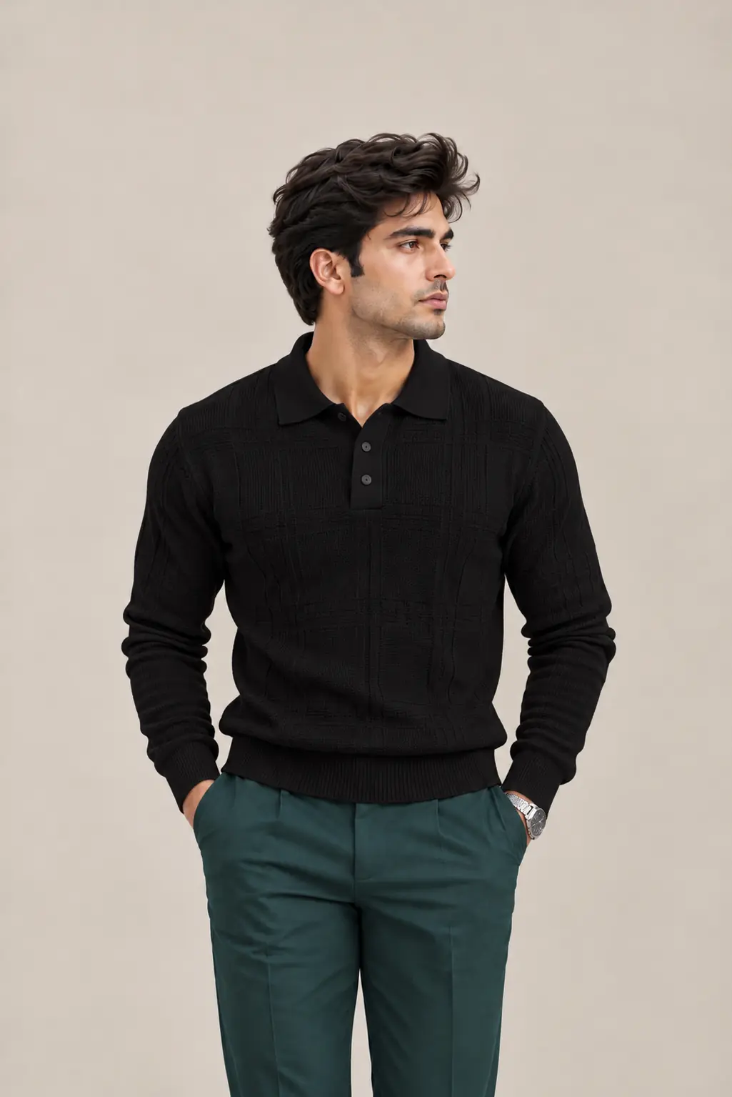 BOM Heritage Knit Polo – Classic Black