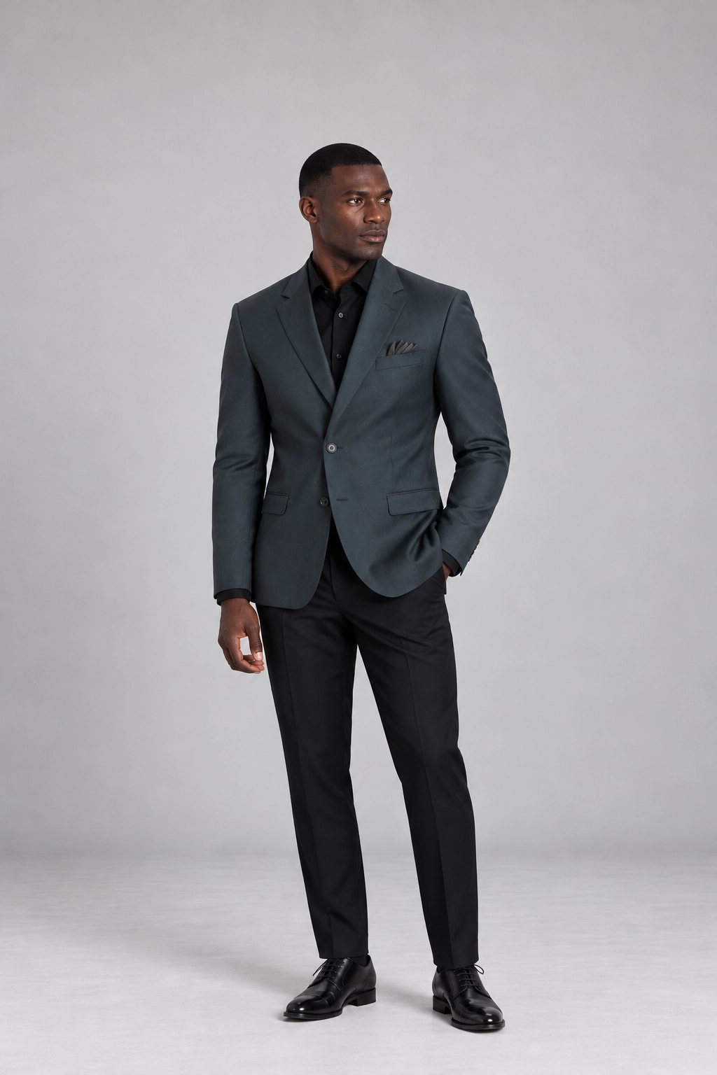 Deep Teal Blazer &amp; Black Trouser Set hover